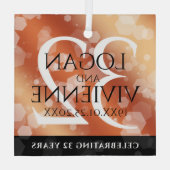 Elegant 32e Bronze Wedding Jubileum Glas Ornament (Achterkant)