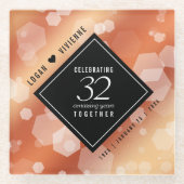 Elegant 32e Bronze Wedding Jubileum Glazen Onderzetter (Voorkant)