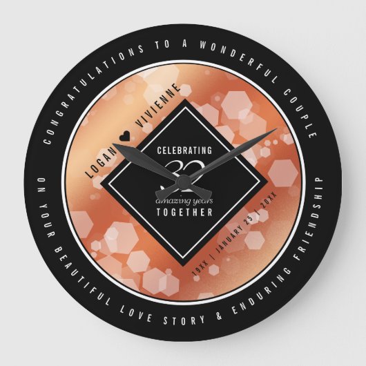 Elegant 32e Bronze Wedding Jubileum Grote Klok (Voorkant)