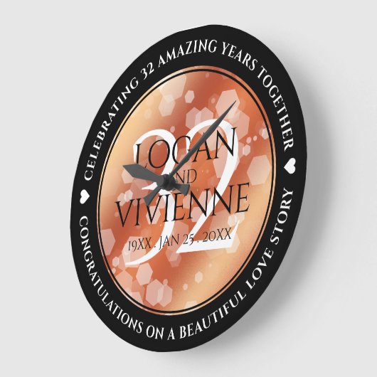 Elegant 32e Bronze Wedding Jubileum Grote Klok (Hoek)