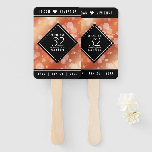 Elegant 32e Bronze Wedding Jubileum Handwaaier (Voorkant en achterkant)