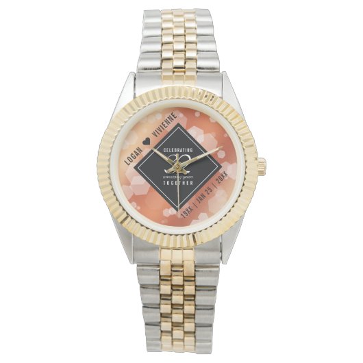 Elegant 32e Bronze Wedding Jubileum Horloge (Voorkant)