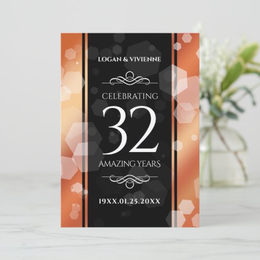 Elegant 32e Bronze Wedding Jubileum Kaart (Staand voorkant)