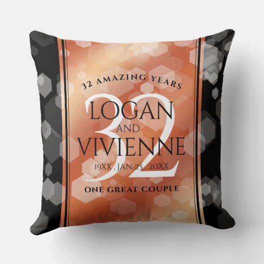 Elegant 32e Bronze Wedding Jubileum Kussen (Achterkant)