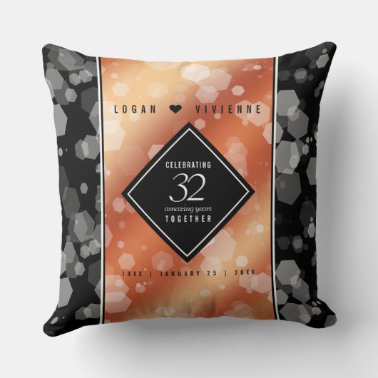Elegant 32e Bronze Wedding Jubileum Kussen (Achterkant)