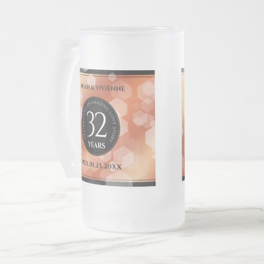 Elegant 32e Bronze Wedding Jubileum Matglas Bierpul (Voorkant links)