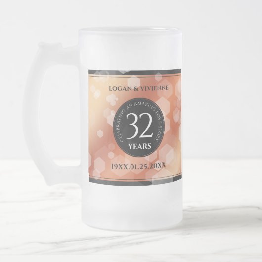 Elegant 32e Bronze Wedding Jubileum Matglas Bierpul (Links)