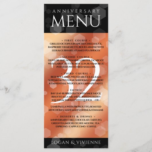 Elegant 32e Bronze Wedding Jubileum Menu (Voorkant)