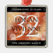 Elegant 32e Bronze Wedding Jubileum Metalen Ornament (Voorkant)