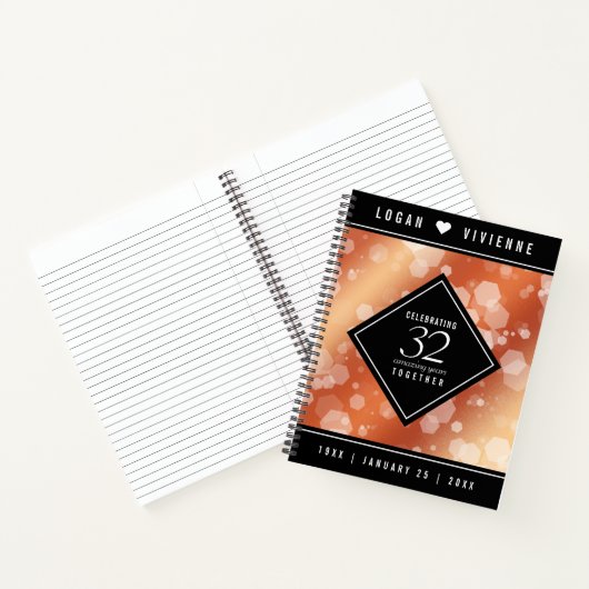 Elegant 32e Bronze Wedding Jubileum Notitieboek (Binnen)