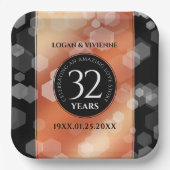 Elegant 32e Bronze Wedding Jubileum Papieren Bordje (Voorkant)