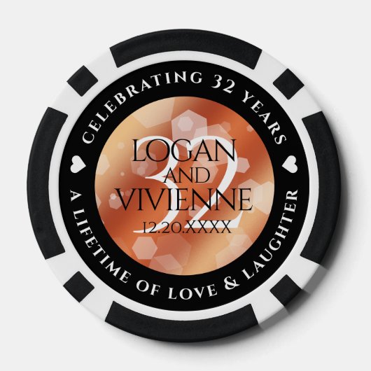 Elegant 32e Bronze Wedding Jubileum Poker Chips (Achterkant)