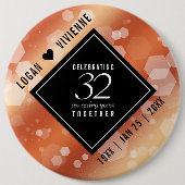 Elegant 32e Bronze Wedding Jubileum Ronde Button 6,0 Cm (Voorkant)