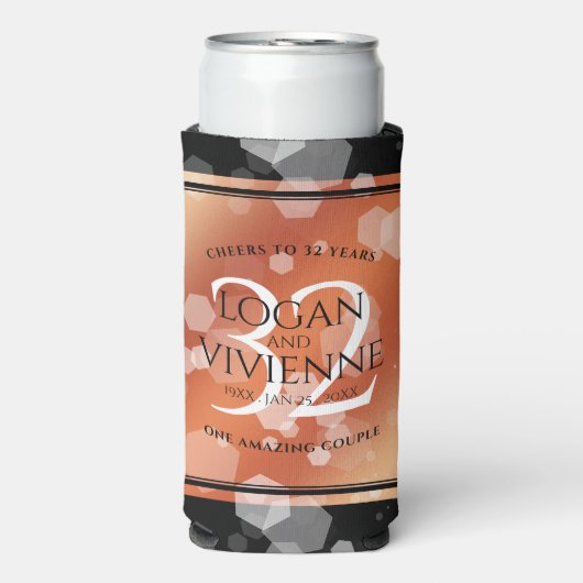 Elegant 32e Bronze Wedding Jubileum Seltzer Blikjeskoeler (Seltzer Voorkant)