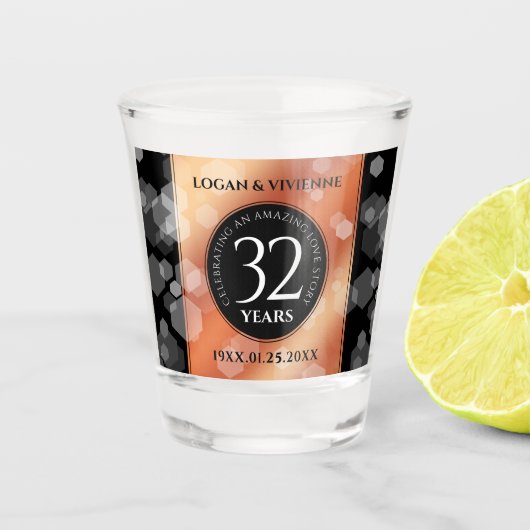 Elegant 32e Bronze Wedding Jubileum Shot Glas (Voorkant)