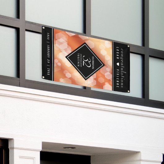 Elegant 32e Bronze Wedding Jubileum Spandoek (Buitenkant Gebouw)