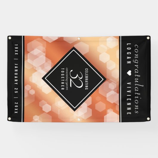 Elegant 32e Bronze Wedding Jubileum Spandoek (Horizontaal)