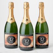 Elegant 32e Bronze Wedding Jubileum Sparkling Wijnetiket (Flessen)