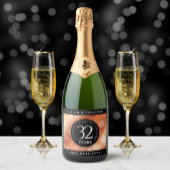 Elegant 32e Bronze Wedding Jubileum Sparkling Wijnetiket