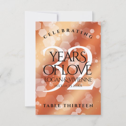 Elegant 32e Bronze Wedding Jubileum Table Kaart (Voorkant)