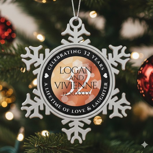 Elegant 32e Bronze Wedding Jubileum Tin Sneeuwvlok Ornament