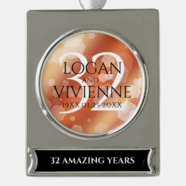 Elegant 32e Bronze Wedding Jubileum Verzilverd Banner Ornament