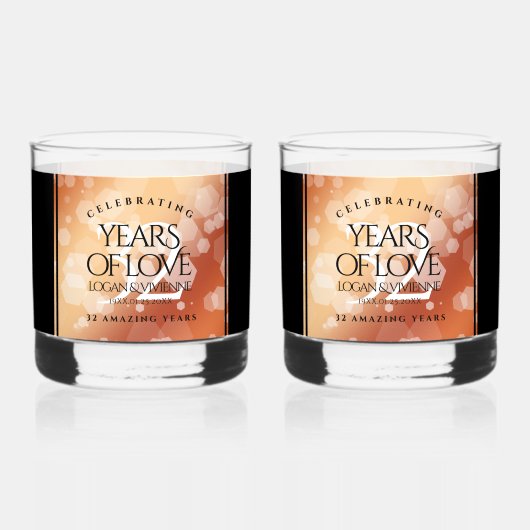 Elegant 32e Bronze Wedding Jubileum Whisky Glas (Achterkant)