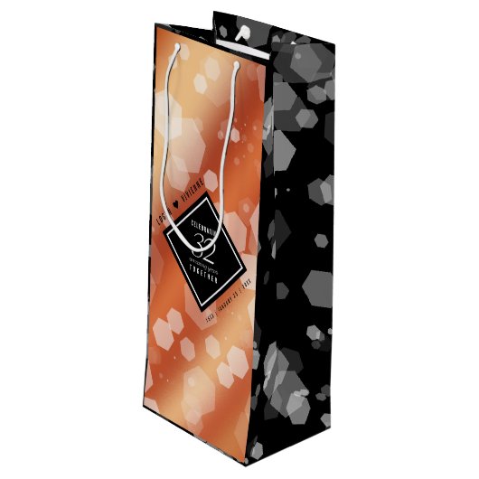 Elegant 32e Bronze Wedding Jubileum Wijn Cadeautas (Achterkant Gekanteld)