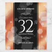 Elegant 32e Bronze Wedding Jubileum Wijn Etiket (Enkel label)