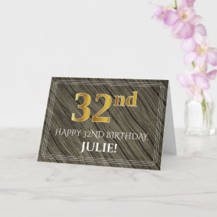 Elegant 32e verjaardag: Faux Wood, Faux Gold Kijk Kaart