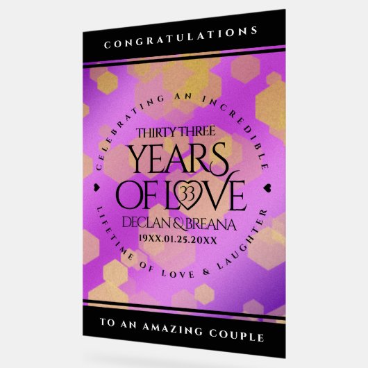 Elegant 33rd Amethyst Wedding Jubileum Acryl Bord (Hoek)