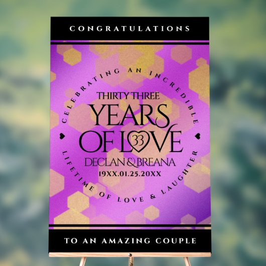 Elegant 33rd Amethyst Wedding Jubileum Acryl Bord (Neutraal)