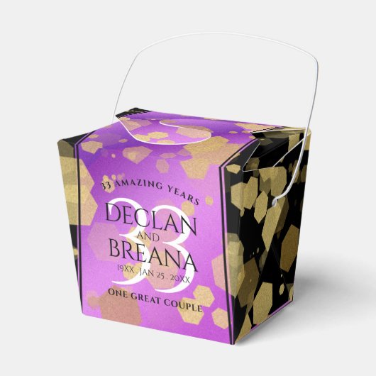 Elegant 33rd Amethyst Wedding Jubileum Bedankdoosjes (Voorkant Zijde)
