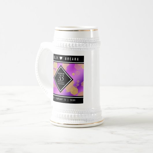 Elegant 33rd Amethyst Wedding Jubileum Bierpul (Voorkant links)