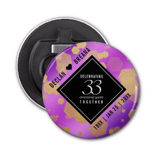 Elegant 33rd Amethyst Wedding Jubileum Button Flesopener