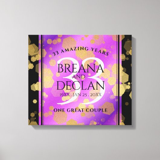 Elegant 33rd Amethyst Wedding Jubileum Canvas Afdruk (Voorkant)
