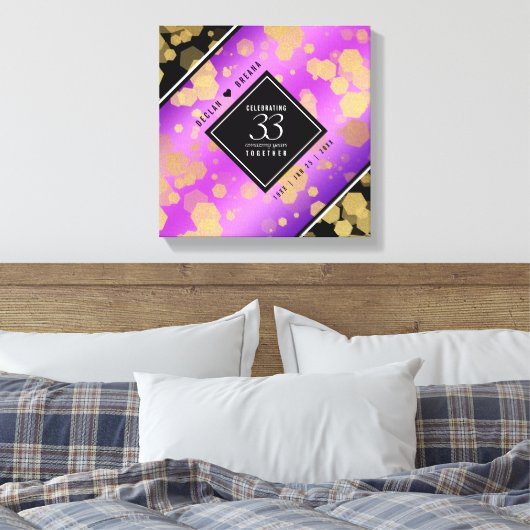 Elegant 33rd Amethyst Wedding Jubileum Canvas Afdruk (Insitu (Slaapkamer))