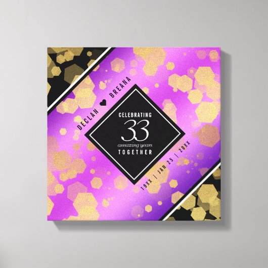 Elegant 33rd Amethyst Wedding Jubileum Canvas Afdruk (Voorkant)