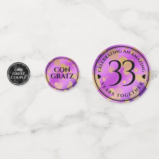 Elegant 33rd Amethyst Wedding Jubileum Confetti (Voorkanten)