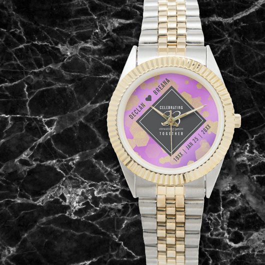 Elegant 33rd Amethyst Wedding Jubileum Horloge
