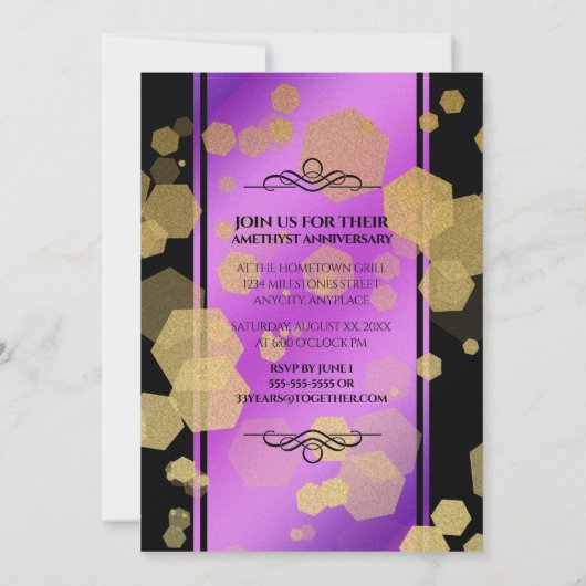 Elegant 33rd Amethyst Wedding Jubileum Kaart (Achterkant)