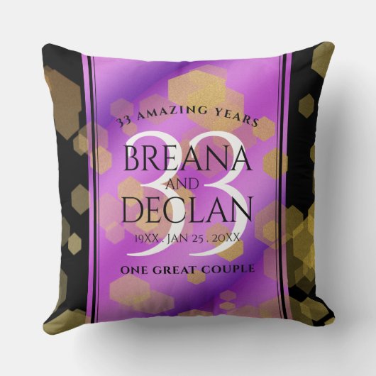 Elegant 33rd Amethyst Wedding Jubileum Kussen (Achterkant)