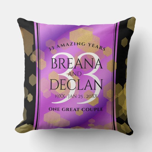 Elegant 33rd Amethyst Wedding Jubileum Kussen (Voorkant)
