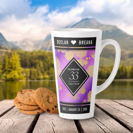 Elegant 33rd Amethyst Wedding Jubileum Latte Mok