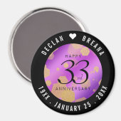 Elegant 33rd Amethyst Wedding Jubileum Magneet (Voorkant / Achterkant)