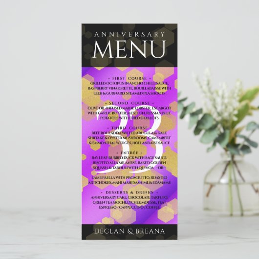 Elegant 33rd Amethyst Wedding Jubileum Menu (Staand voorkant)