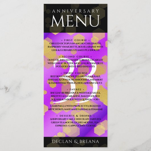 Elegant 33rd Amethyst Wedding Jubileum Menu (Voorkant)