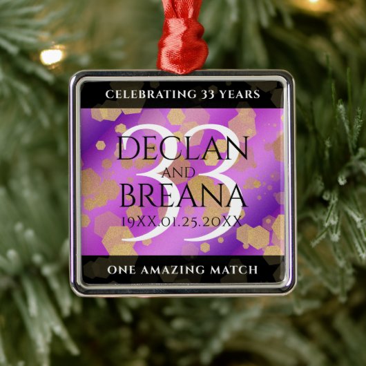 Elegant 33rd Amethyst Wedding Jubileum Metalen Ornament (Boom)