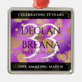 Elegant 33rd Amethyst Wedding Jubileum Metalen Ornament (Voorkant)
