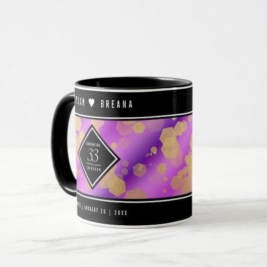 Elegant 33rd Amethyst Wedding Jubileum Mok (Voorkant links)